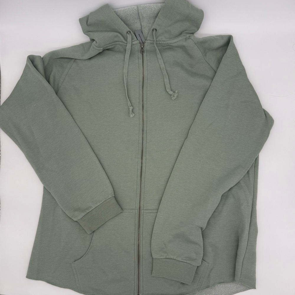 Zip-Front Hooded Sweatshirt in Sage Green